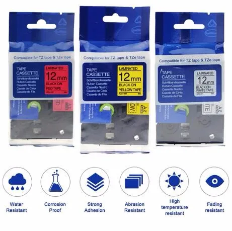 Aimo Compatible Brother Tz Label Tape Black on Clear 9mm Fitas Cassette Tze121
