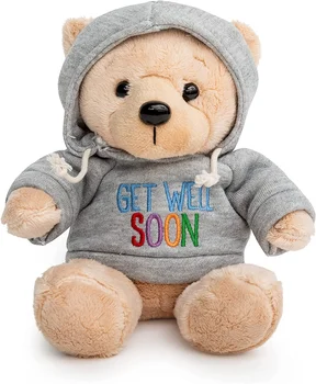 Get Well Soon Gifts for Kids Get Well Soon Gifts for Women Feel Better Teddy Bear with Gray Hoodie (Get Well Stuffed Animal Bear