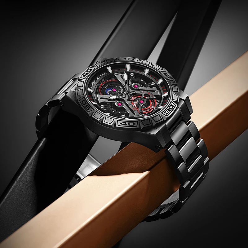 LILUOKE Luxury Top Brand Men Watches Big Dial Watch Face Stainless Steel Big Male Wristwatch Pilot Quartz Sports Watches for Man