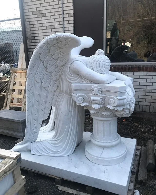 Incredible Weeping Angel Statue in Good White Marble