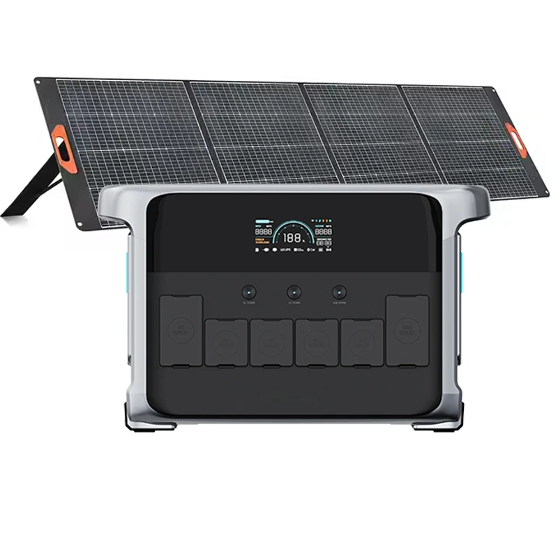 Joypo Solar Generator 110V and 220V 3000W Portable Power Station with  Foldable Solar Panel for Indoor & Outdoor Emergency Use