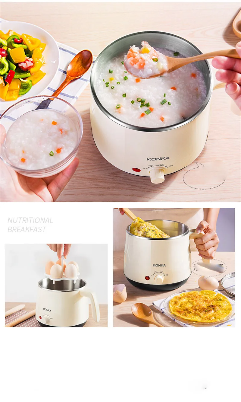 KONKA 220V Mini Multifunction Electric Cooking Machine Single/Double Layer Available Hot Pot Multi Electric Rice Cooker