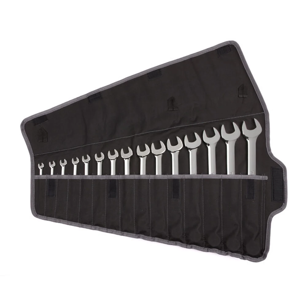 15 Piece Metric Tool sets Combination Wrench Set 8mm to 32mm with Roll up Storage Pouch Bag