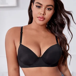 Good Selling Adjusted Straps Solid Black Color Push up Underwire Extra Large Bra Plus Size