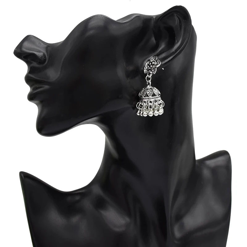 Orecchini Jhumka turchi geometrici retrò etnici per le donne Orecchini pendenti con nappa a campana color oro con gioielli indiani  36