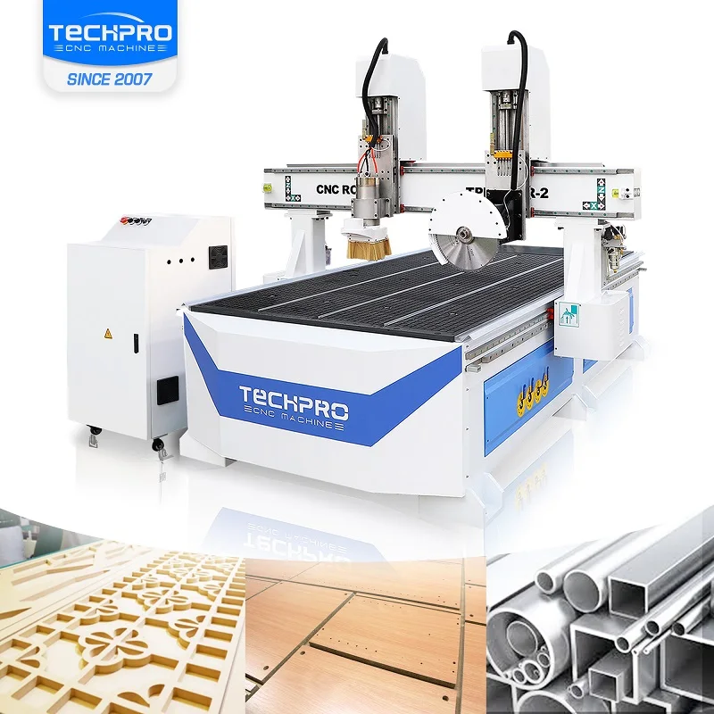 Techpro 1325 Saw Cnc Router Woodworking Machine 3 Axis Cnc Router Metal with Saw Cutting