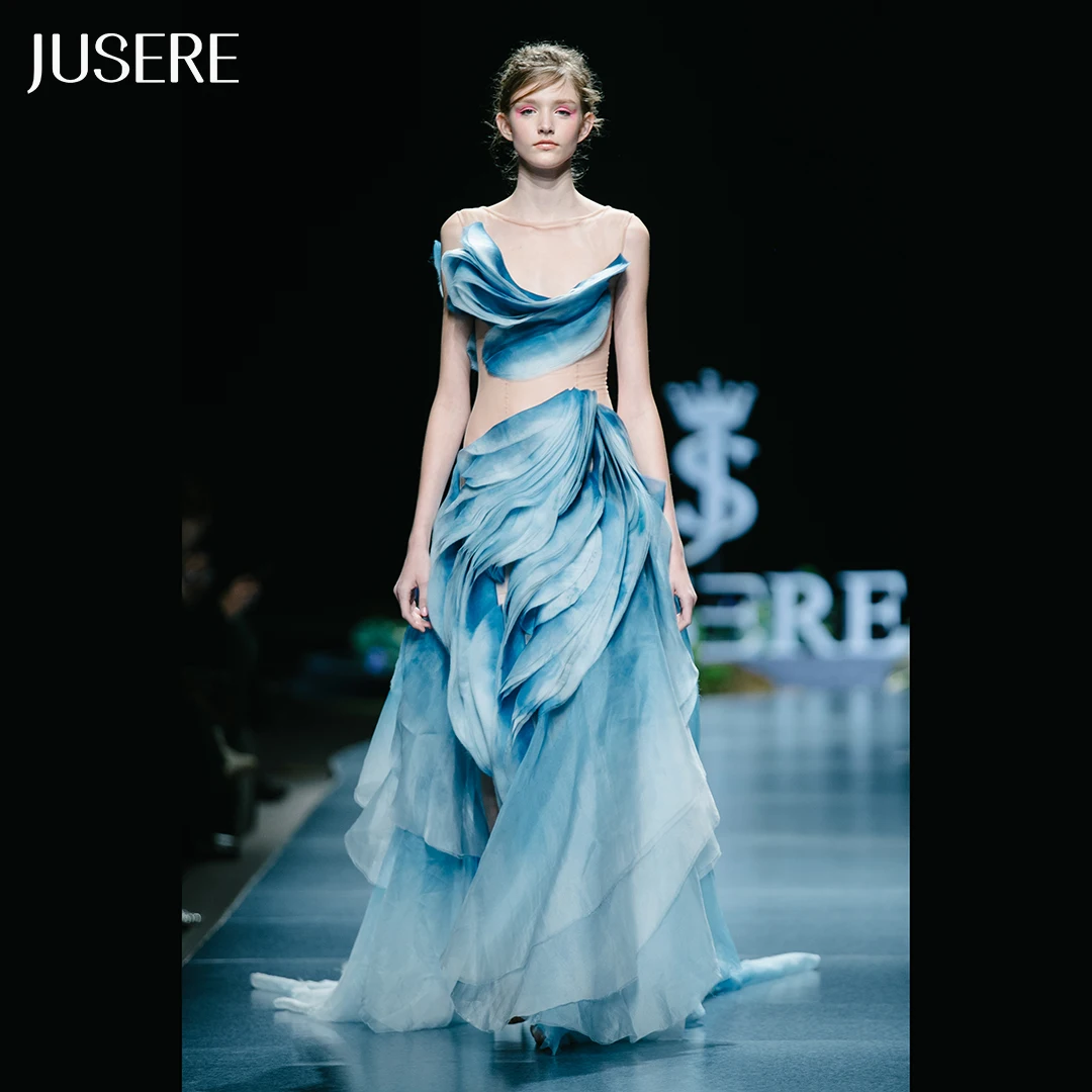 sachin and babi light blue dress Elegant Mock Neck Cloak Sleeve Chiffon Formal Dress  Faeriesty