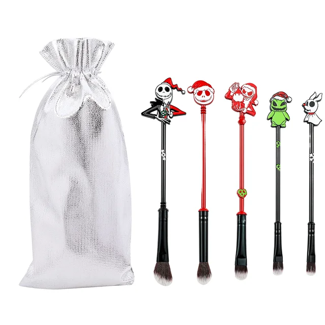 2024 Professional Metal Corpse Bride Eye Shadow Eyebrow Makeup Brushes 5pcs Nose Contour Beauty Brushes for Lip Gloss Face