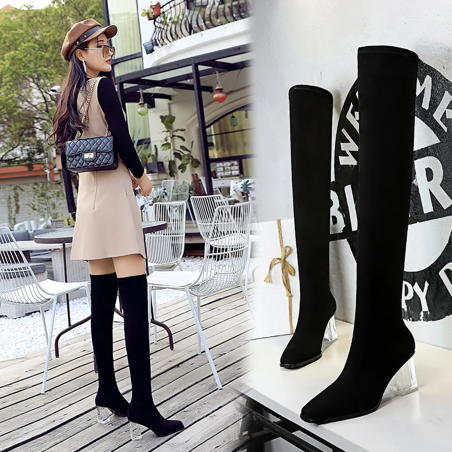 ladies slim fit black boots