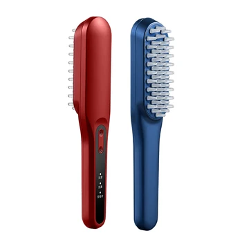 Biumart Hair Massage Comb Rechargeable RF Red Blue Light Scalp Massage Hair Brush