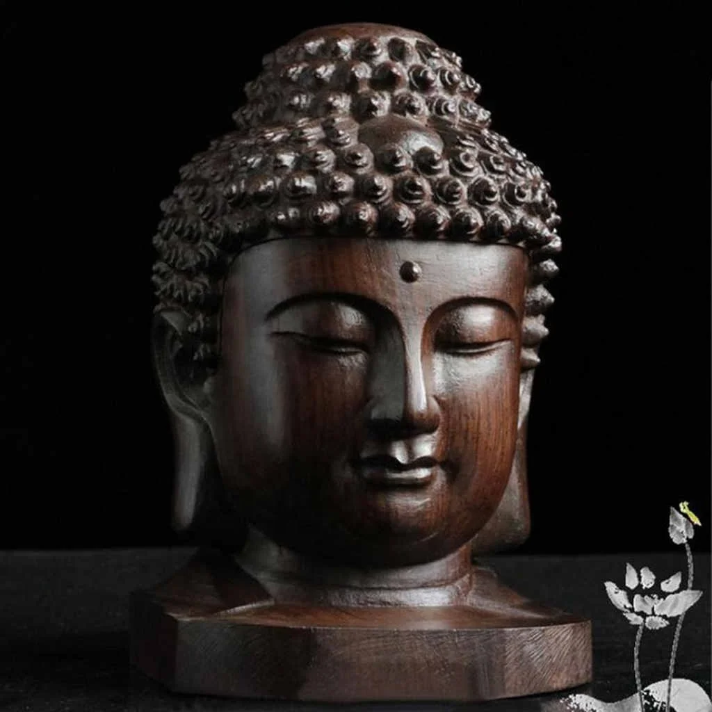 8.9"Sammeln China Huanghuali Holz Handgravur Sakyamuni Stand Cloud Buddha Statue 