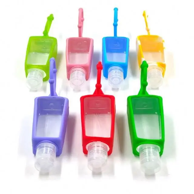 Children 30ml Small Hand Sanitisers Logo Clip Key Ring 50ml Keychain Bottle with Silicone Holder