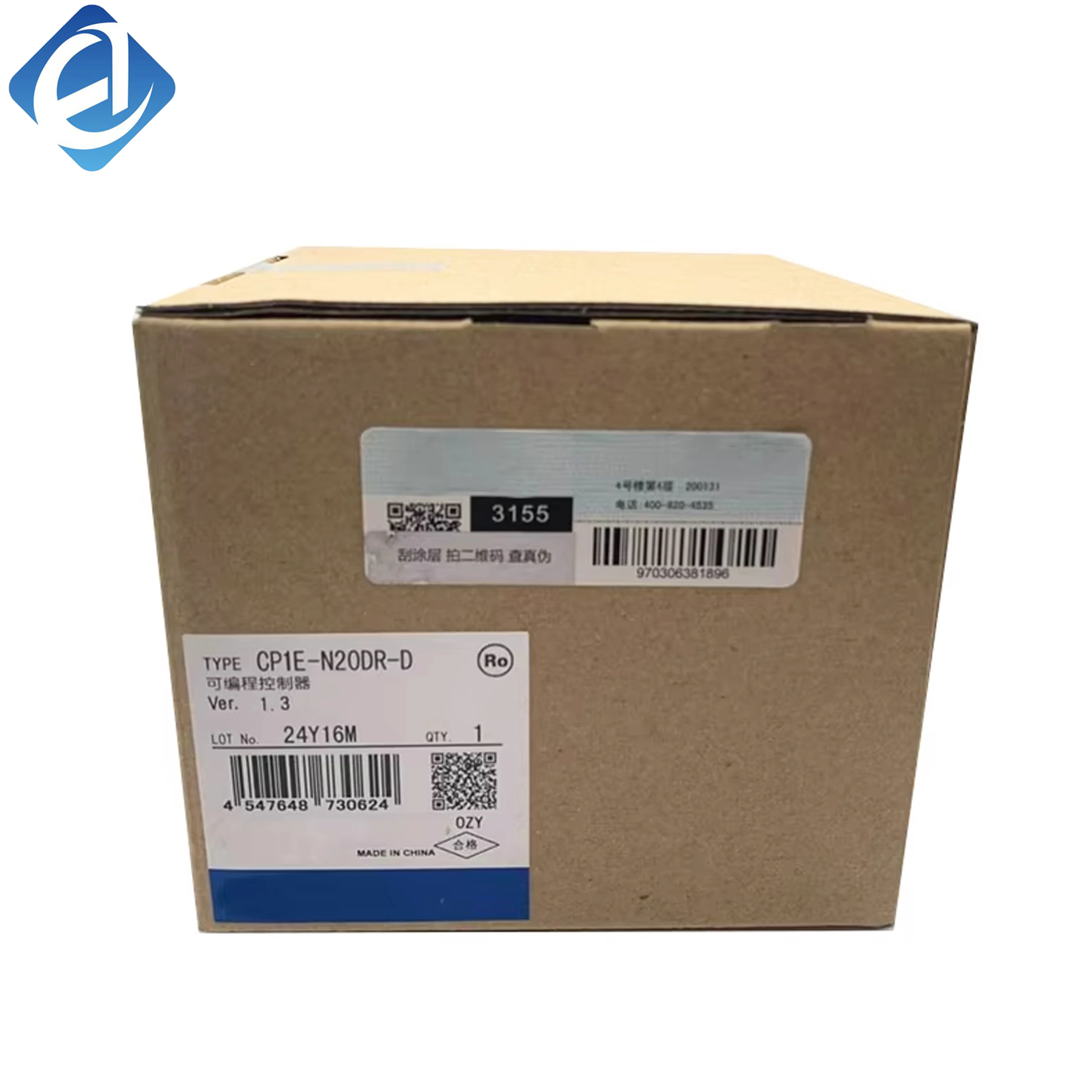 Ny original Omron CP1E-serie kompakt PLC. 20 I/O-punkter, relæudgang, jævnstrømsforsyning, stabil drift og simpel programstyring. Anvendes bredt i små automatiseringsenheder, maskinstyring, transportbånd og let industrielle automatiseringsløsninger