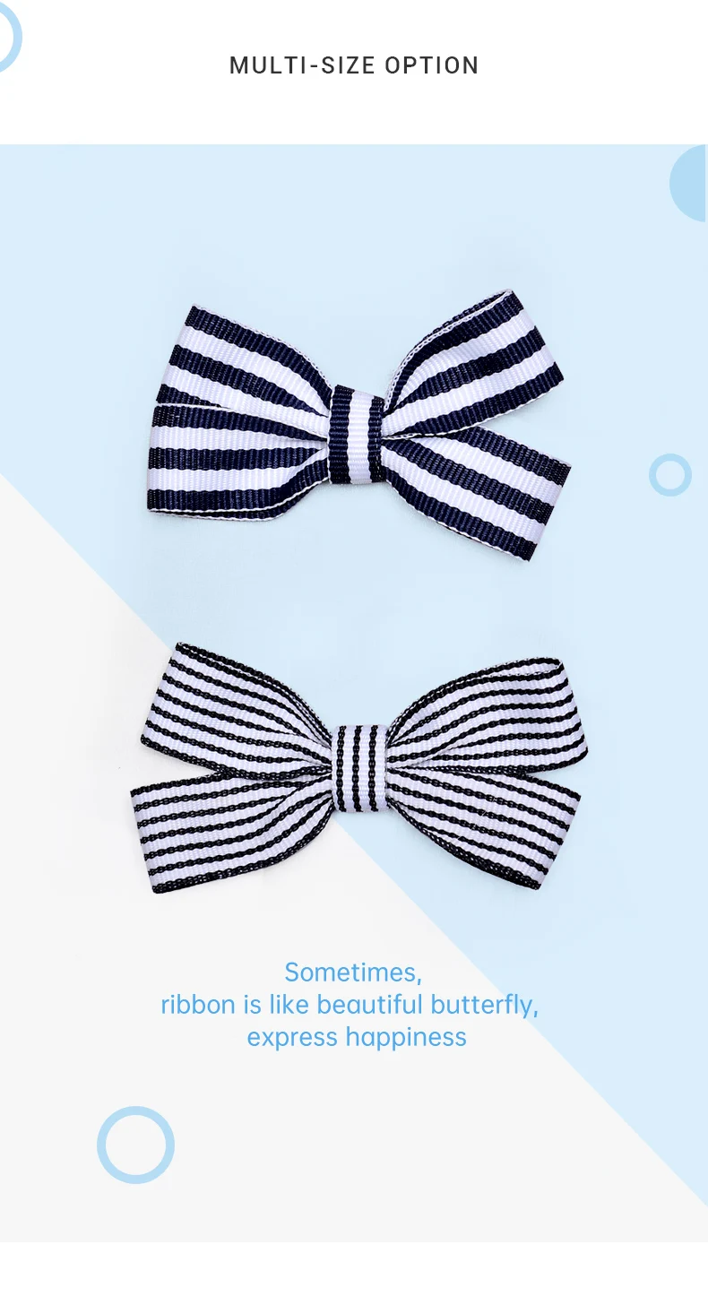 Ribest Blue And White Custom Polyester Woven Stripe Ribbon For Gift