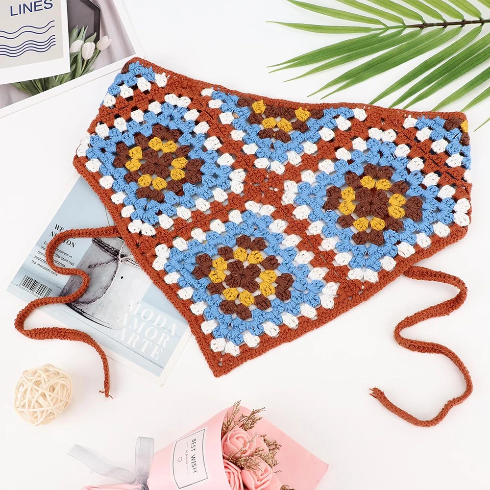 Y2K Hair Accessory - Triangle Bandana Turban Crochet Scarf