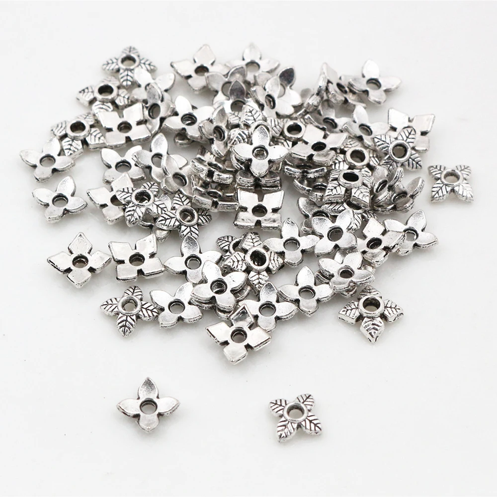 50pcs Jewelry Necklace Bracelet Making Loose Spacer Beads Silver Findings#Q 