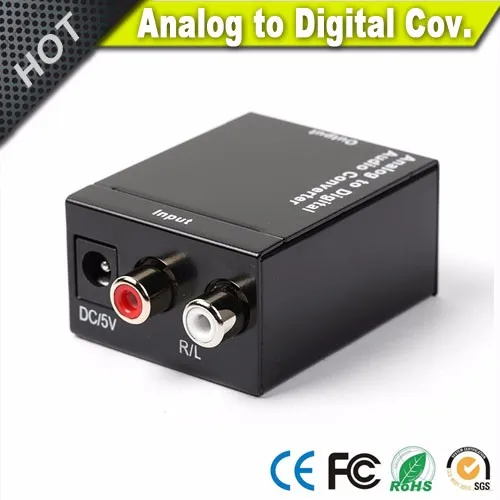 Analog to Digital Audio Converter R/L to Optical Coaxial Adapter