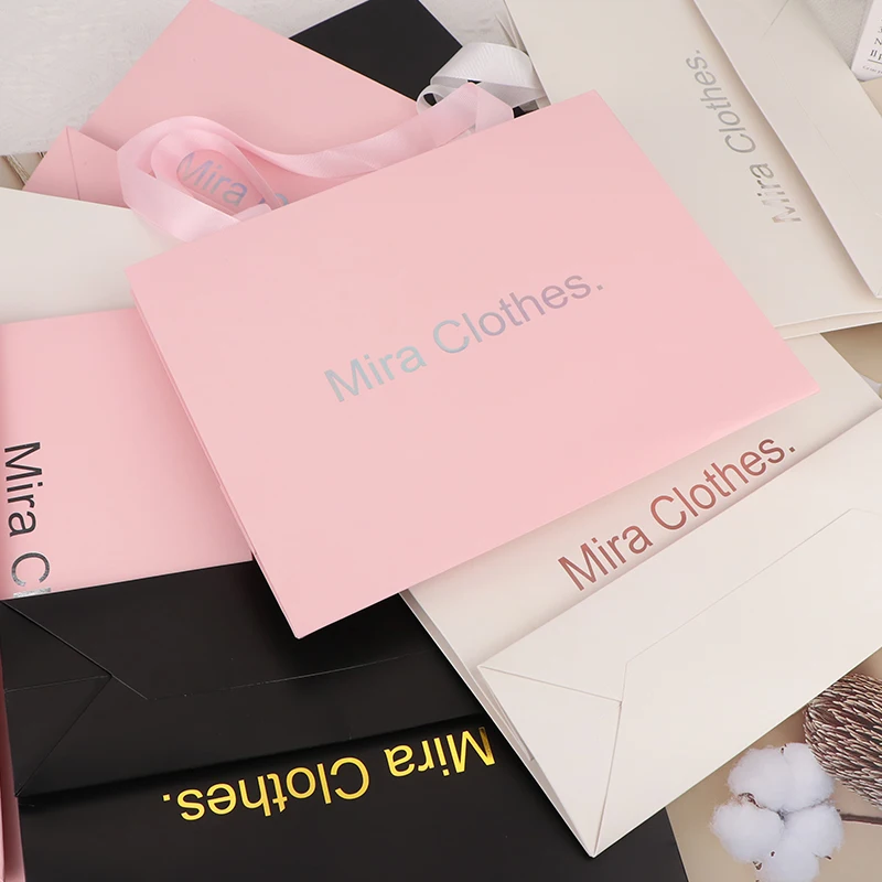 Large Size Matte Black Paper Packing Bag Paper Shopping Gift Boutique