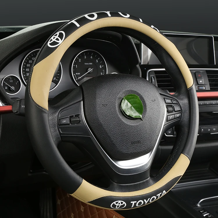 Cheapest Car Decoration Leather With Car Logo Steering Wheel Cover Car