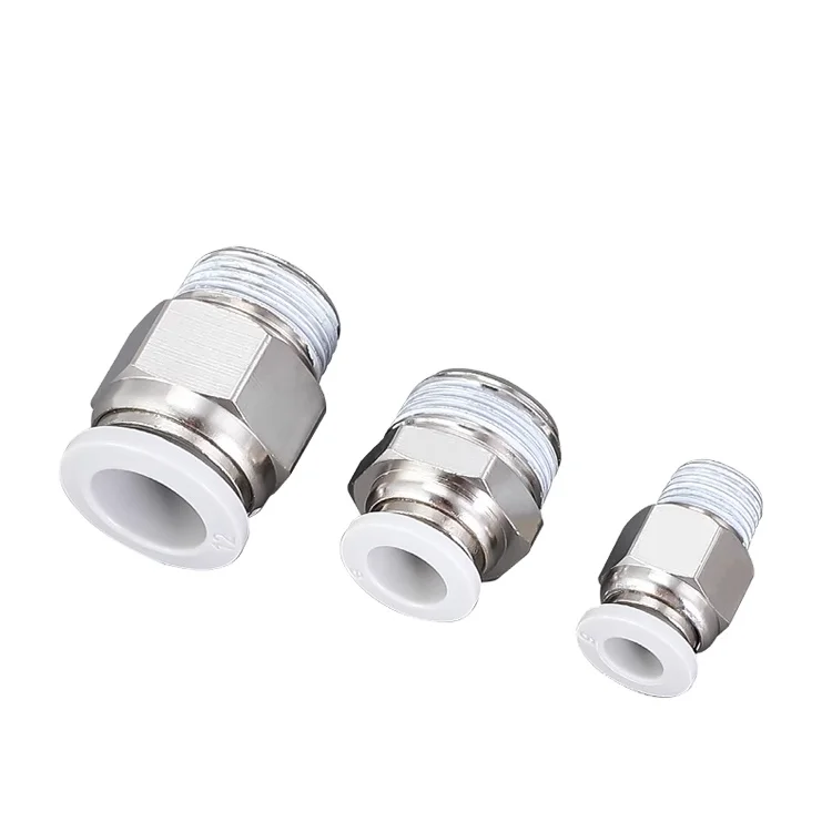 Pneumatic tubing fittings with white quick-insert threads