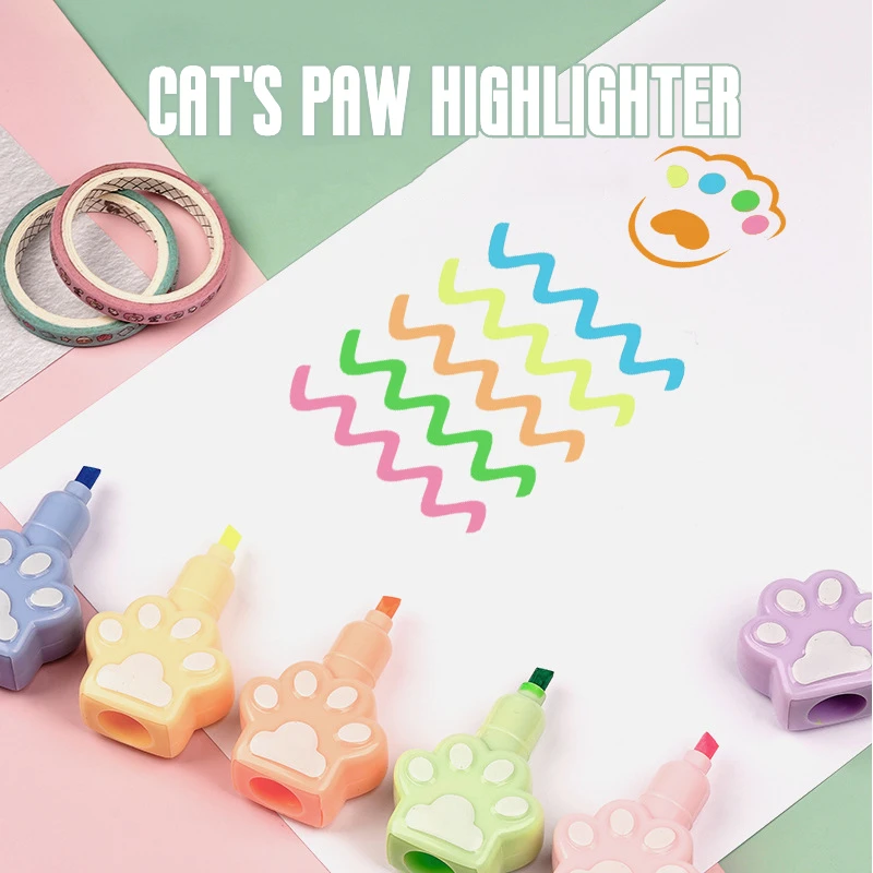 Креативные блоки кошачьи лапы маркер сегментированный милый 5 видов цветов для рисования школьные принадлежности канцелярские оптовая продажа