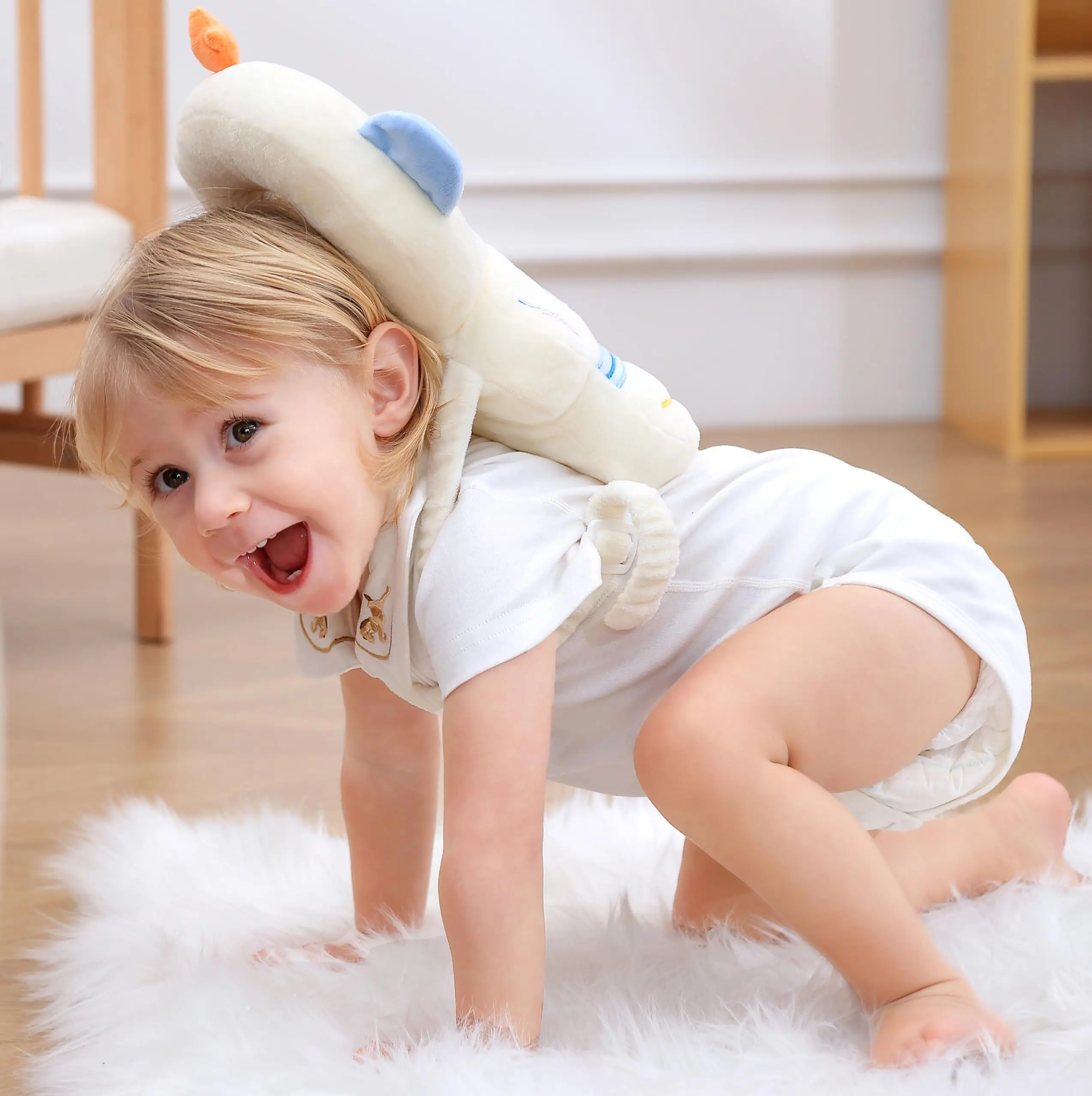 Astronauts Safefy Baby Head Protector Cushion Pillow Backpack Back with 3 Baby Knee Pads for Walking & Crawling