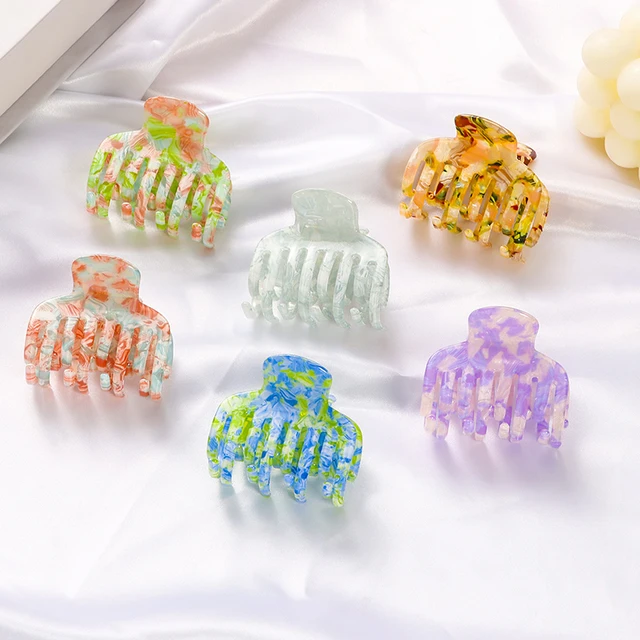 Korean Colorful Elegant Square Cute Hair Claws Creative Mini Gradient Lily Flower Hair Clips Sweet Hair Accessories For Girls