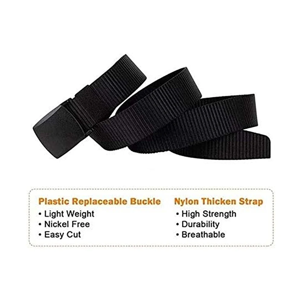 Wear-resistant Nylon Training Tactical Men Belt Webbing Canvas Outdoor Web Belt with Plastic Buckle Fits Pant
