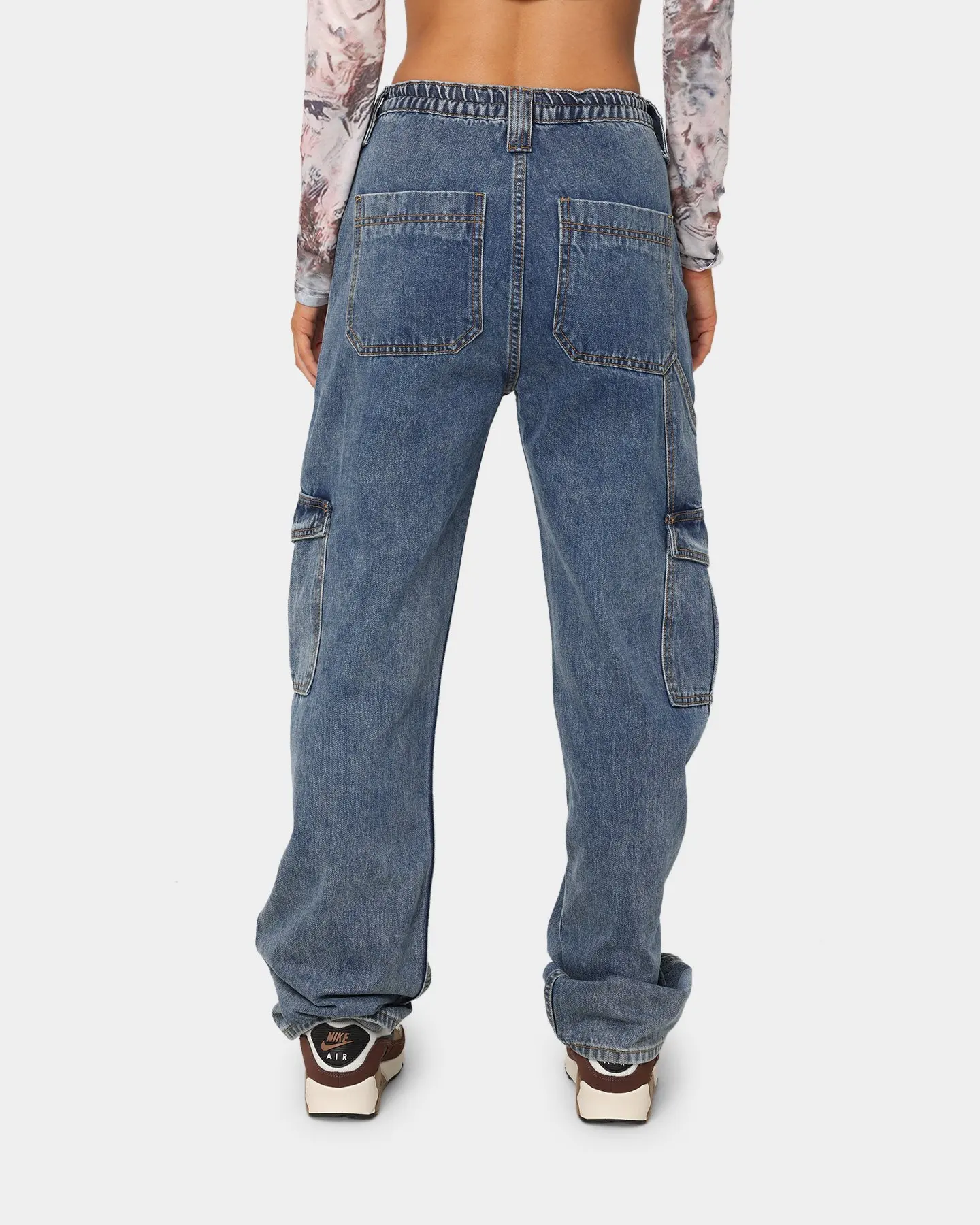 Custom Vintage High Waist Y2k Denim Pants Pockets Denim Jeans Femmes Cargo Women's Pants Women Jeans