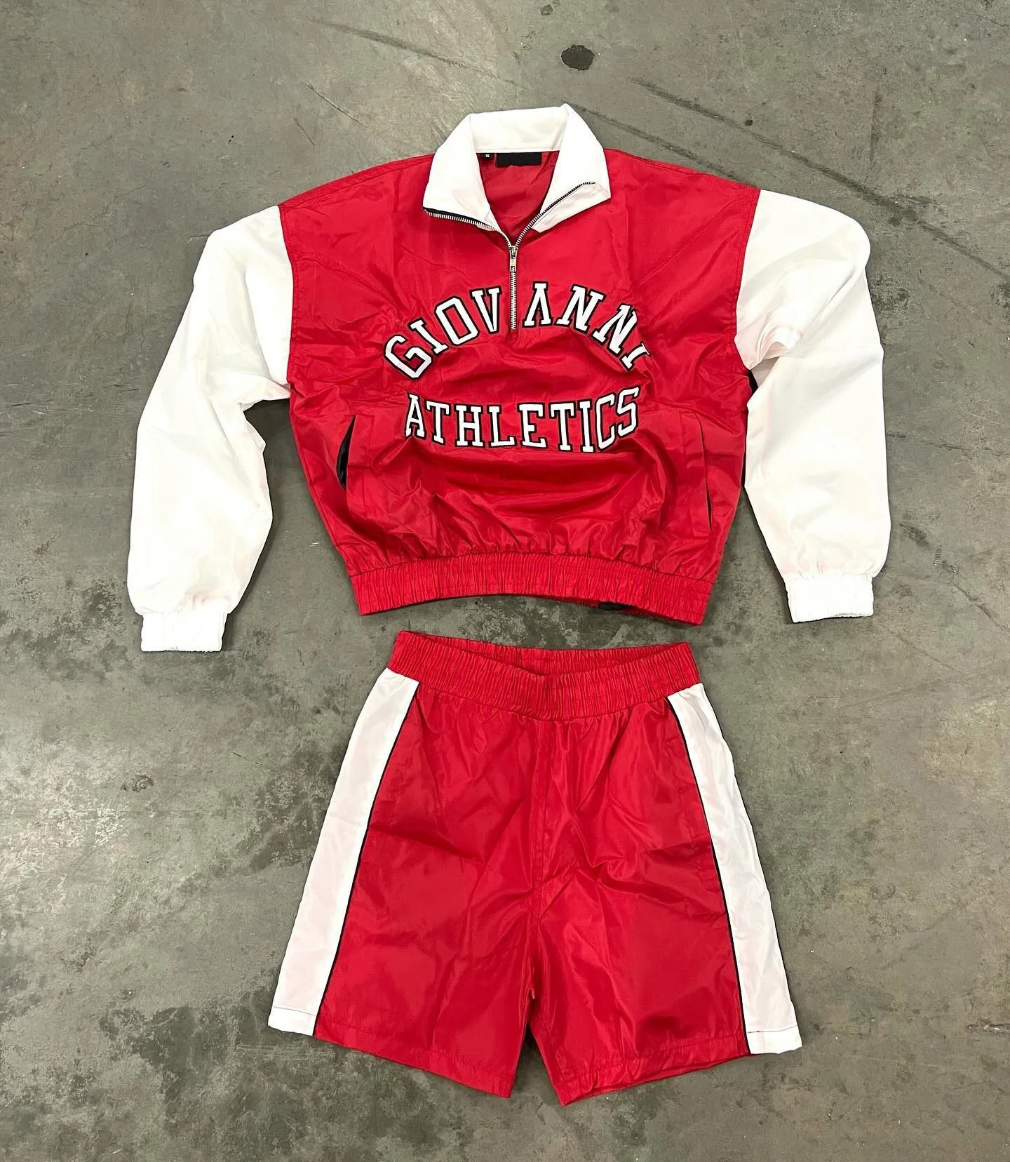 Custom Streetwear Applique Print Sports Coat 2 Pieces Set Jogging Suits Windbreaker Tracksuit Short Set for Men