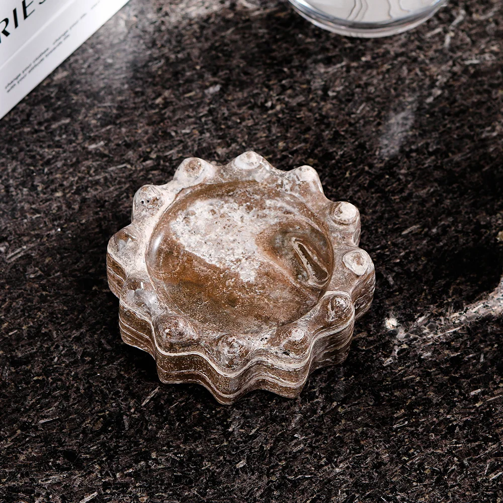 Modern Design Custom Size Round Marble Ashtray Natural Stone Cigar & Cigarette Smoking Portable Factory Prices