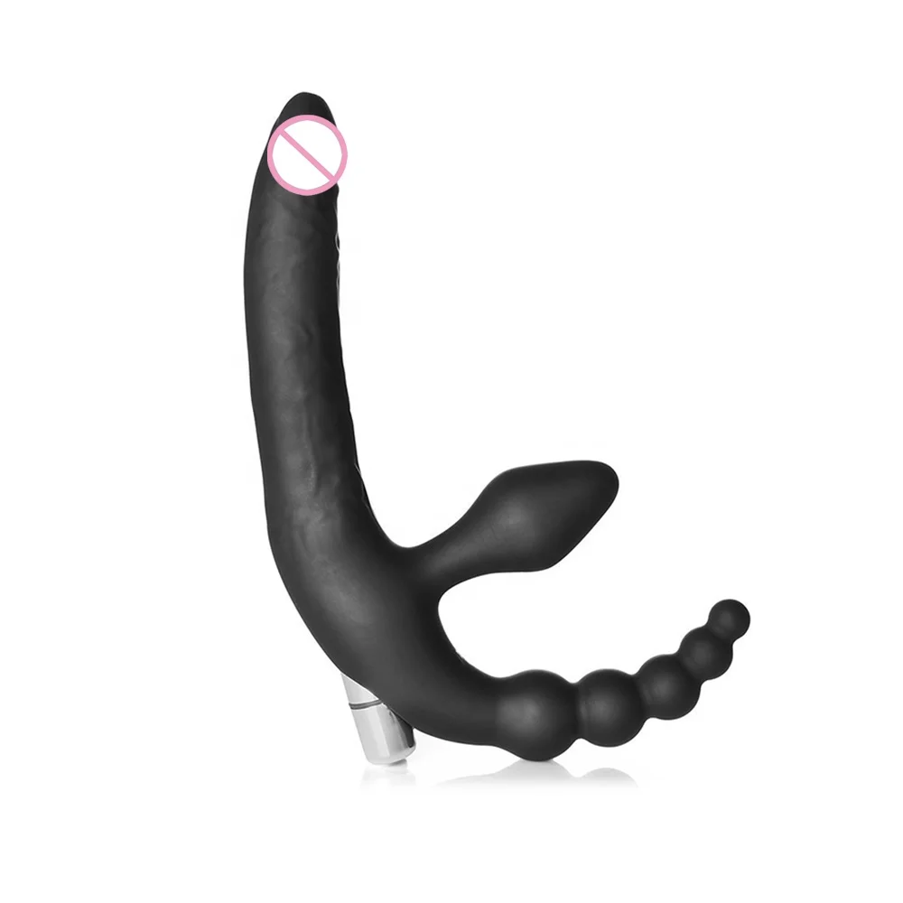 Lesbian Waterproof Adult Vibrating Bullet Butt Plug Massager Anal Plugs Three Heads Dildo Massager Strapless Strap Sex Toy G Spo