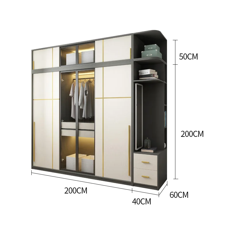 Nordic Wardrobe Simple and Modern Economy Bedroom 2 Door Wardrobes With Dressing Table Customization