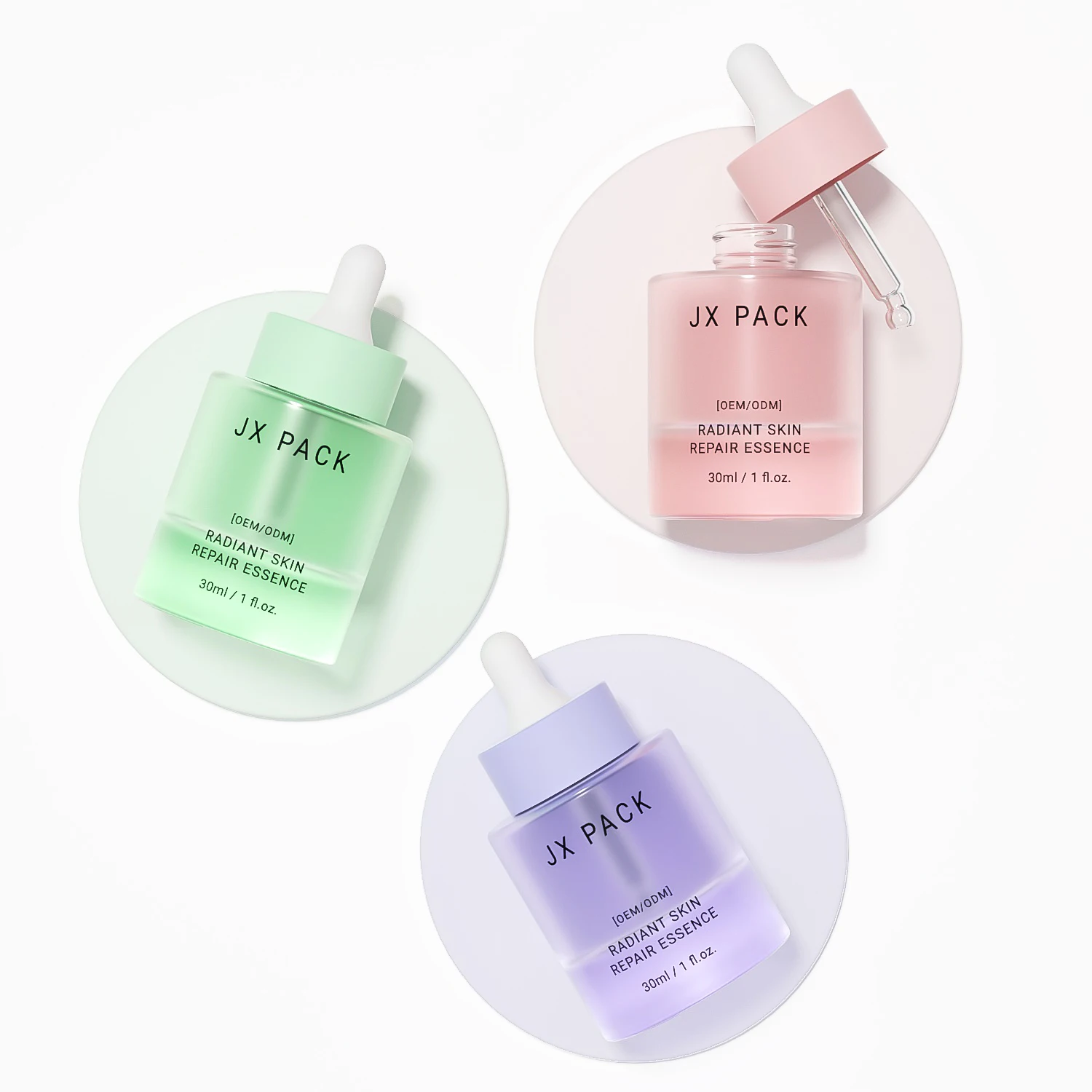 Luxury 1 oz Custom Empty Essential Oil Packaging 30ml 50ml Round Thick Cosmetic Face Serum Glass Dropper Bottle