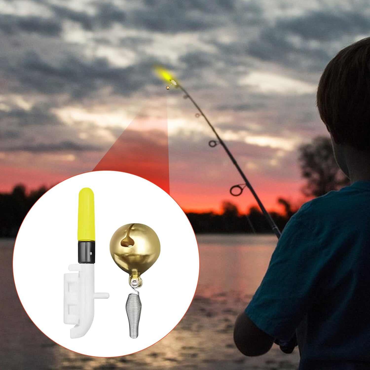 Fishing Bell Bite Alarms For Fishing, 30-Piece LED Night Fishing Rod Indicator With Dual Ring Bells, Portable Bait Alarm