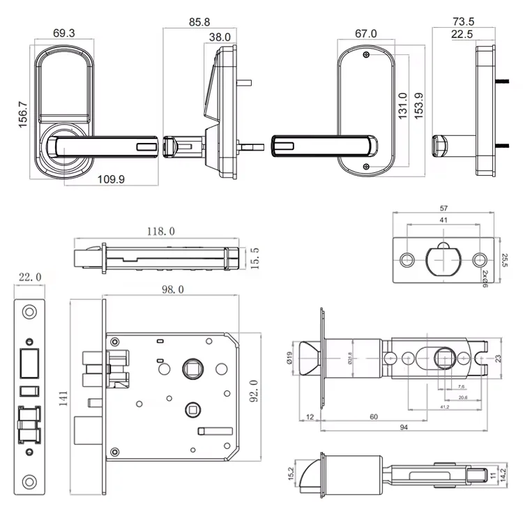 Factory Wholesale Card Keyless Single Latch Hotel Security Hotel-Door-Lock Rf System Kit Mifare Encoder Electric Lock Door