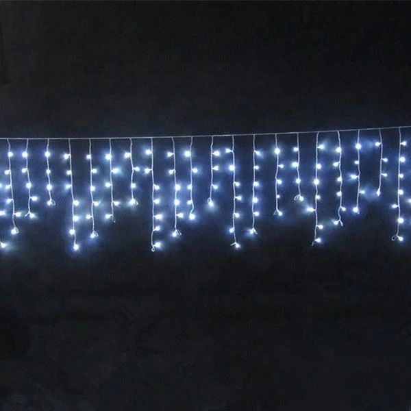 Decor Decorative Hanging Outdoor Icicle String Lights Garland Christmas Warm White Led Falling Icicle Dripping Curtain Backyard