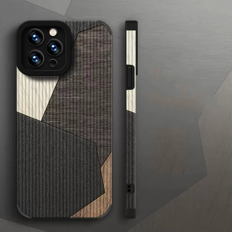 Newest Wood Grain Step Design Printing Soft TPU Leather Mobile Phone Cover Case For Iphone 7 8 X Xr Xs 11 12 13 14 15 16 Pro Max