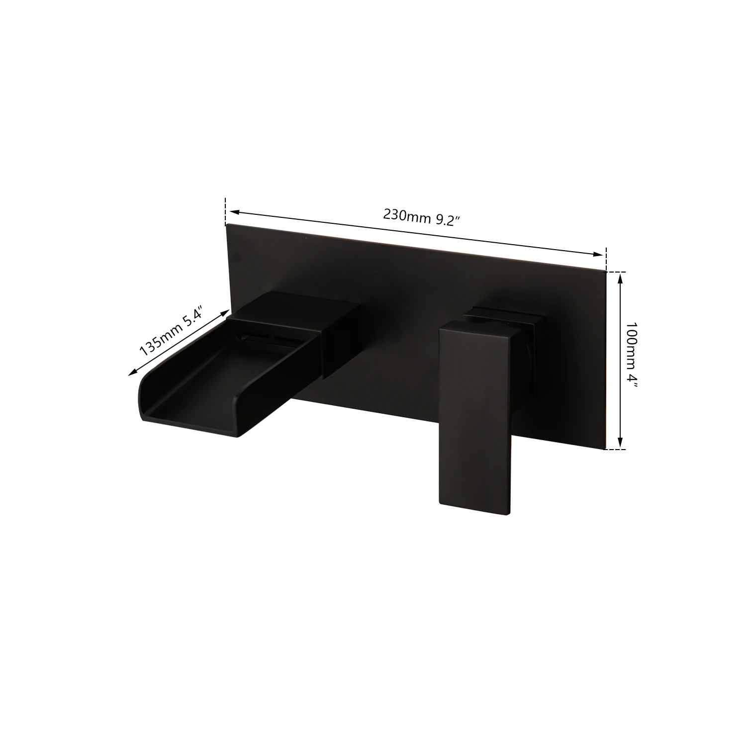 JIENI Single-Handle Bathroom Sink Faucet Matte Black Waterfall Mixer Tap Embedded Box Valve Brass Wall Mounted Crackle Finish