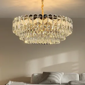 Decorative Fixtures Hanging Lights Modern Gold Luxury K9 Crystal Round Chandeliers Lighting
