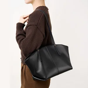 2026 A-325 Women's Genuine Cowhide Leather Casual Autumn Tote Bag Large Capacity Open Shoulder Handbag Featuring Polyester