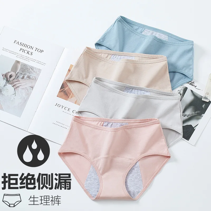 Women's Underwear Cotton Panties Waterproof Briefs Mid-rise Leakproof Underpants 