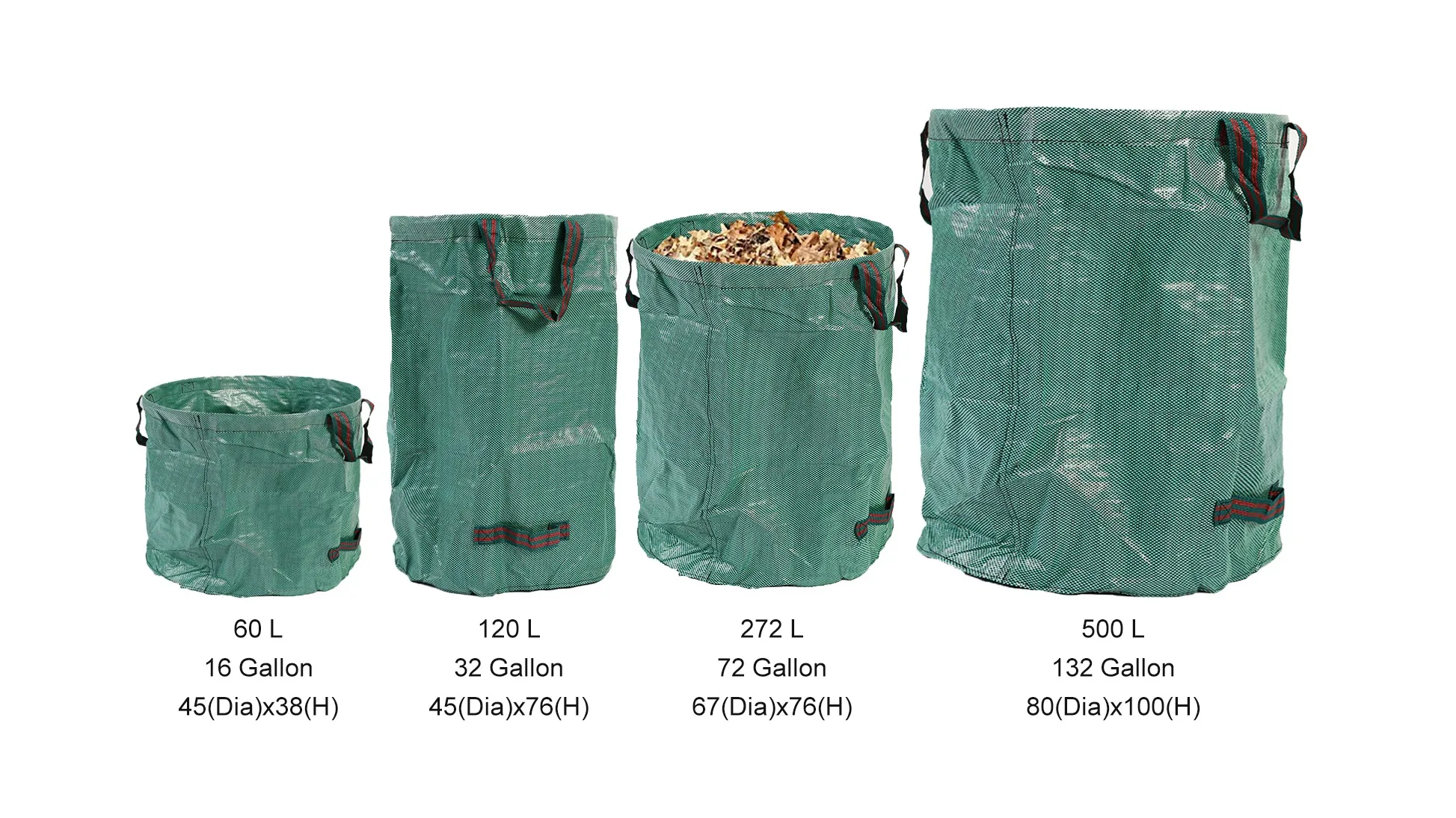 72 Gallon Large Reusable Garden Waste Bags Waterproof Leaf Lawn