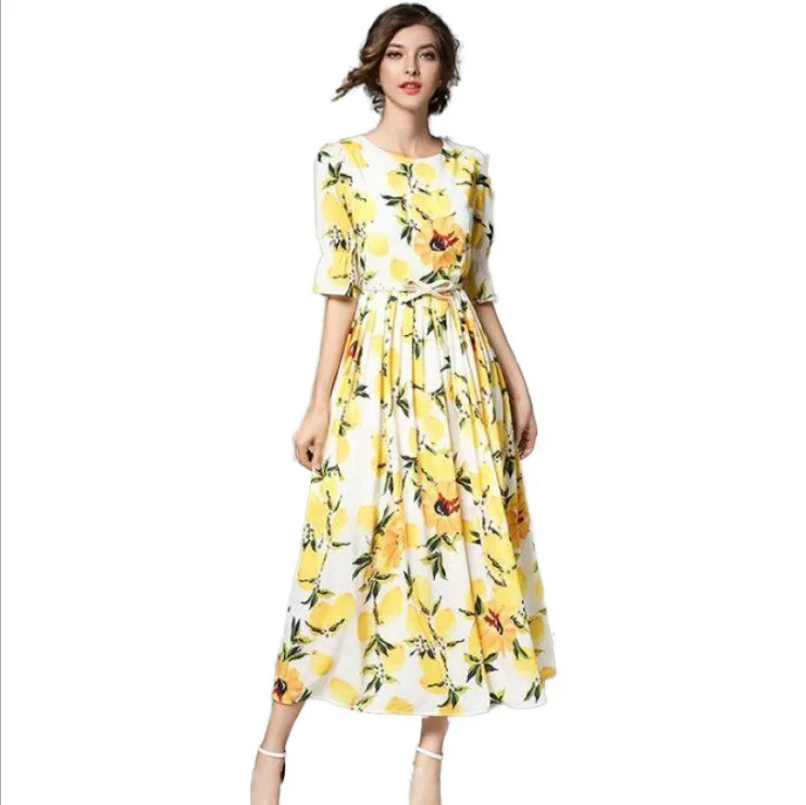 lemon print summer dress