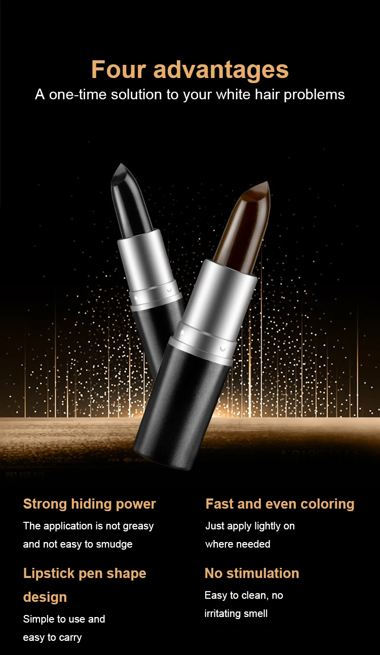 One-Time Hair Dye Black Brown Sticks Temporary Cover Up Hair White Instant Gray Root Coverage Hair Color Pen