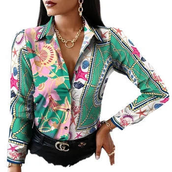 New Long Sleeve Blouse Women Tops Office Lady Blouse Print Button Shirts For Women Blouses Casual Shirt Female Blusas 2022