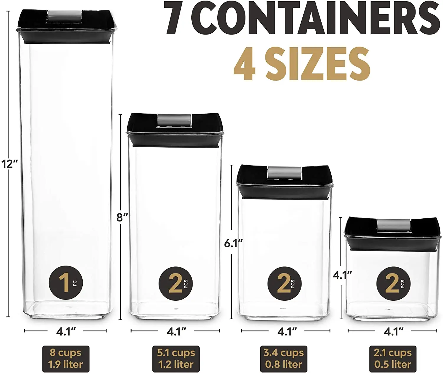 7 Packs Airtight Food Pantry Organization Air Tight Storage Container ...