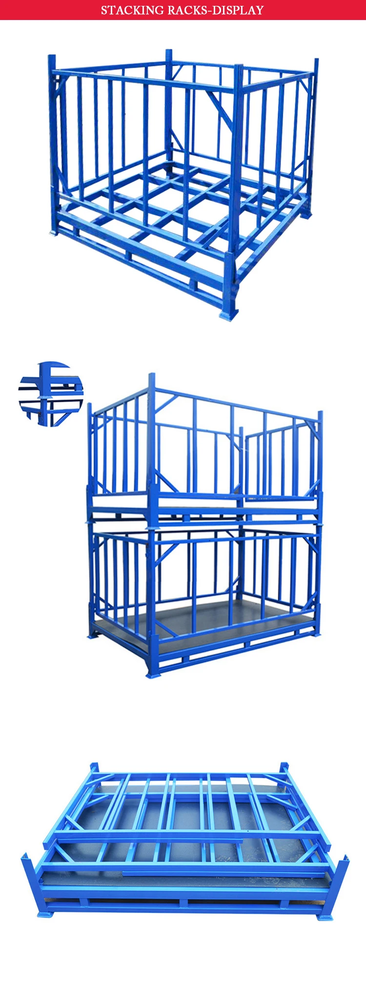 Heavy Duty Stacking Pallet Rack Metal Folding Stacking Racks Commercial ...