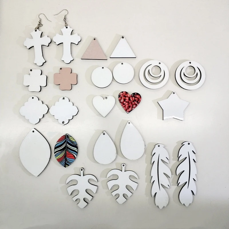 6 Pairs Handmade Wooden Sublimation Blanks Earring MDF Sublimation