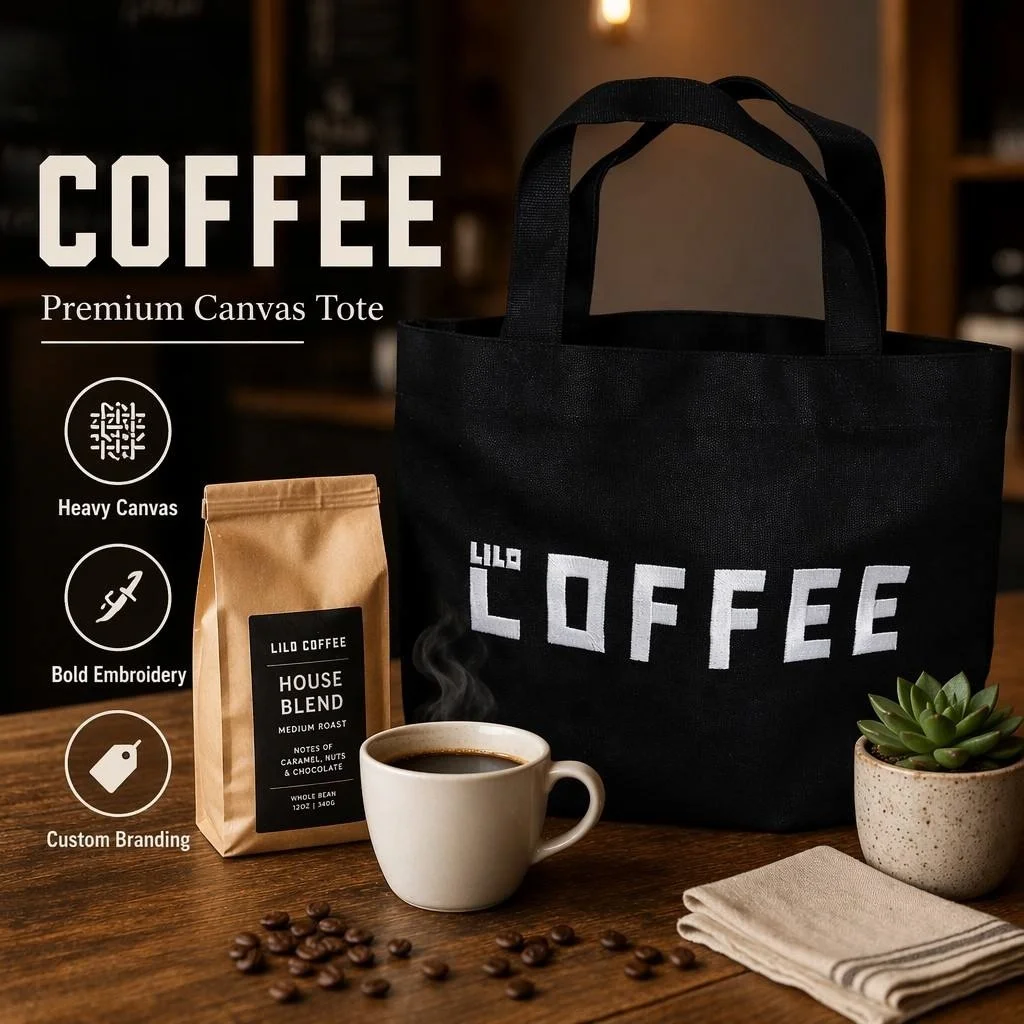 Embroidered 12oz Cotton Canvas Tote Bag